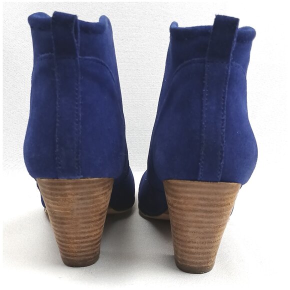 Report Blue Western Suede Ankle Medium Heel Boots Booties with Stacked Heel EUC - Picture 6 of 9
